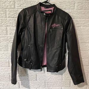 Harley Davidson Leather Jacket Medium Polyester Pink Lining